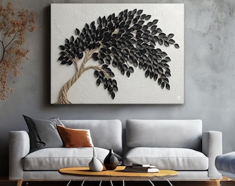 Baumkronen gerahmte Wandkunst, abstrakte bunte Baumring-Wanddekoration, minimalistische Hauptsegeltuchkunst, moderne Bauernhaus-Wohnzimmer-Leinwandkunst