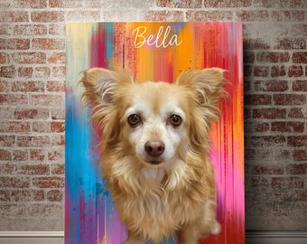 Personalized Pet Abstract Portrait, Pet Portrait Art, Pet Memorial Print, Custom Pet Illustration Canvas Wall Art Your Pet Into Art Gift