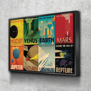 NASA Posters Space Travel Style Retro Vintage Canvas Wall Art Framed Print