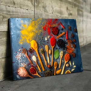 Colorful Spices Kitchen Wall Art | Kitchen Canvas Wall Art | Kitchen Prints | Kitchen Artwork | Spices Canvas Wall Art