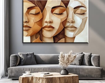 African American Canvas Art | Black Heritage Wall Art | Canvas Wall Art | Black History Month Women Faces Print Canvas