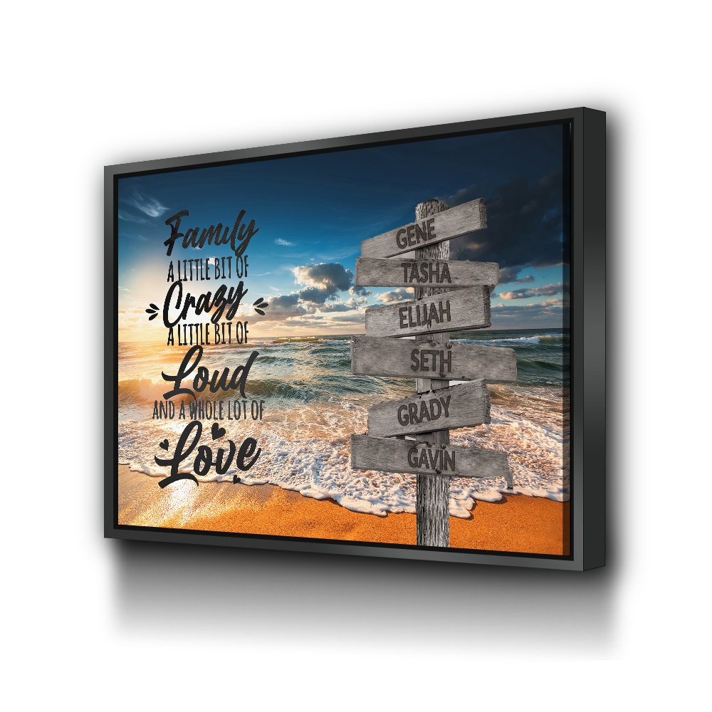 Personalized Family Name Sign Canvas Wall Art With Tropical Beach Palm Tree Sunset And Custom Street Sign For Home Decor Gift, Road Signs