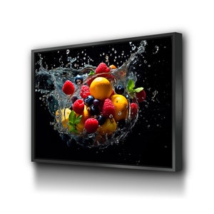 Fruit Splash Kitchen Canvas Wall Art | Kitchen Canvas Wall Art | Kitchen Prints | Kitchen Artwork | Fruit Splash Canvas for Kitchen