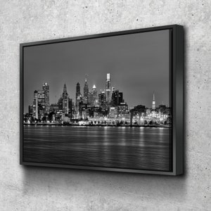 Philadelphia Skyline Canvas Wall Art - Cityscape Print, Modern Framed Home Decor