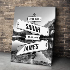 Personalized Family Names Date of Birth Lake Street Sign Premium Canvas Street Sign Multi-names Premium Canvas Mother&#39;s Day Gift