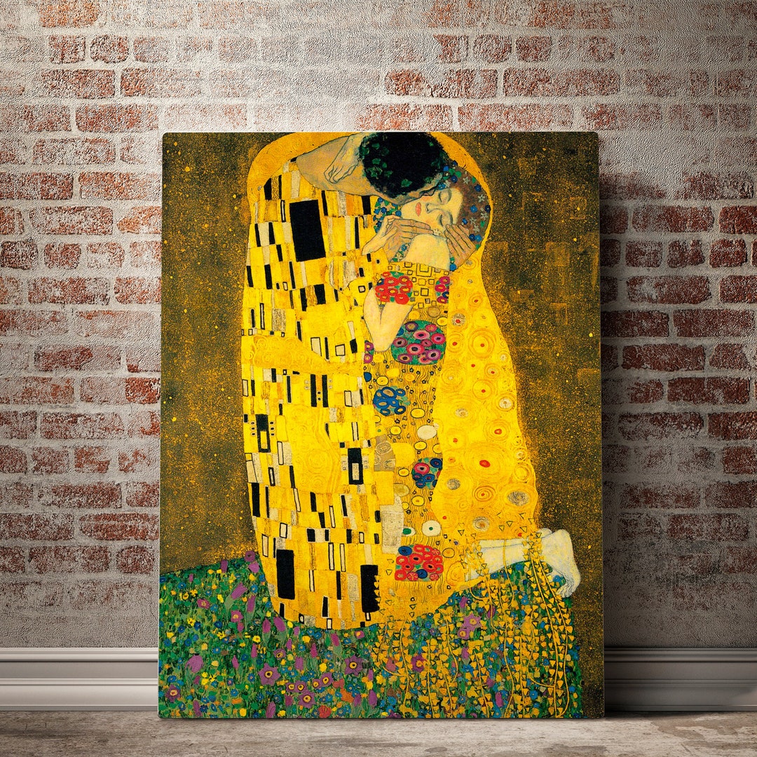 The Kiss Gustav Klimt Canvas Wall Art Reproduction, Klimt Reproduction ...