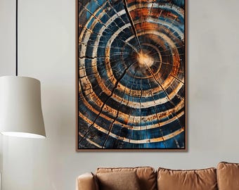 Baum Ring Leinwand Wandkunst, Abstrakte bunte Baum Ring Wanddekoration, Minimalistische Haus Leinwand Kunst, Moderne Bauernhaus Wohnzimmer Leinwand Wandkunst