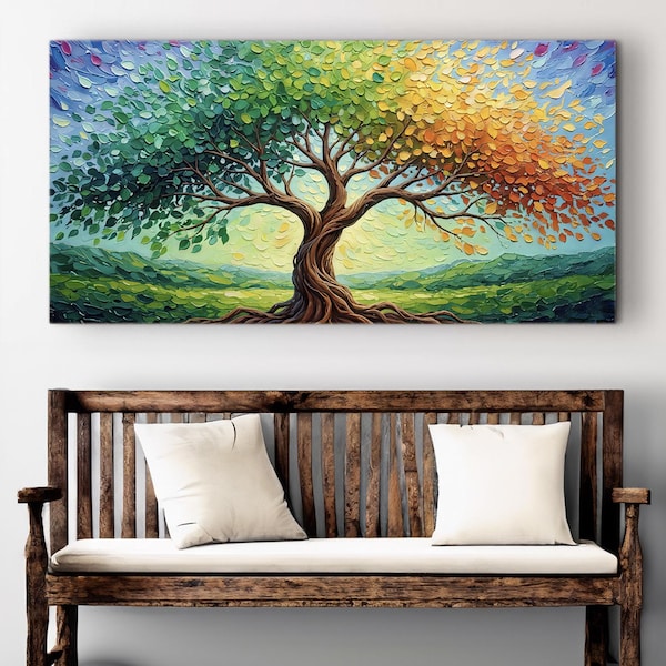 Hermoso lienzo decorativo del Árbol de la Vida / Arte de pared del Árbol de la Vida / Decoración moderna para sala de estar / Arte de pared inspirado en la naturaleza para el hogar / Decoración de pared para dormitorio