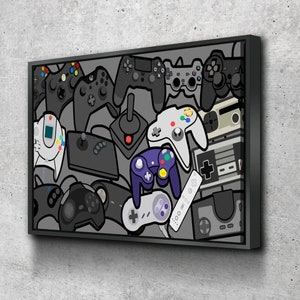 Gaming Poster Canvas | Gamer Wall Art | Gaming Canvas Wall Art | Video Gamer Decor | Gamer Controllers