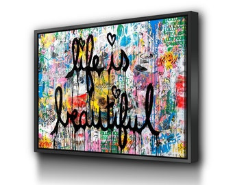 BANKSY LIFE is BEAUTIFUL Wall Art Banksy Canvas Wall Art