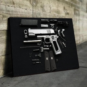 Lienzo de pistola desmontada, arte de pared, impresión de lienzo de pistola, lienzo de Glock, arte de pared, póster de lienzo de pistola, lienzo enmarcado