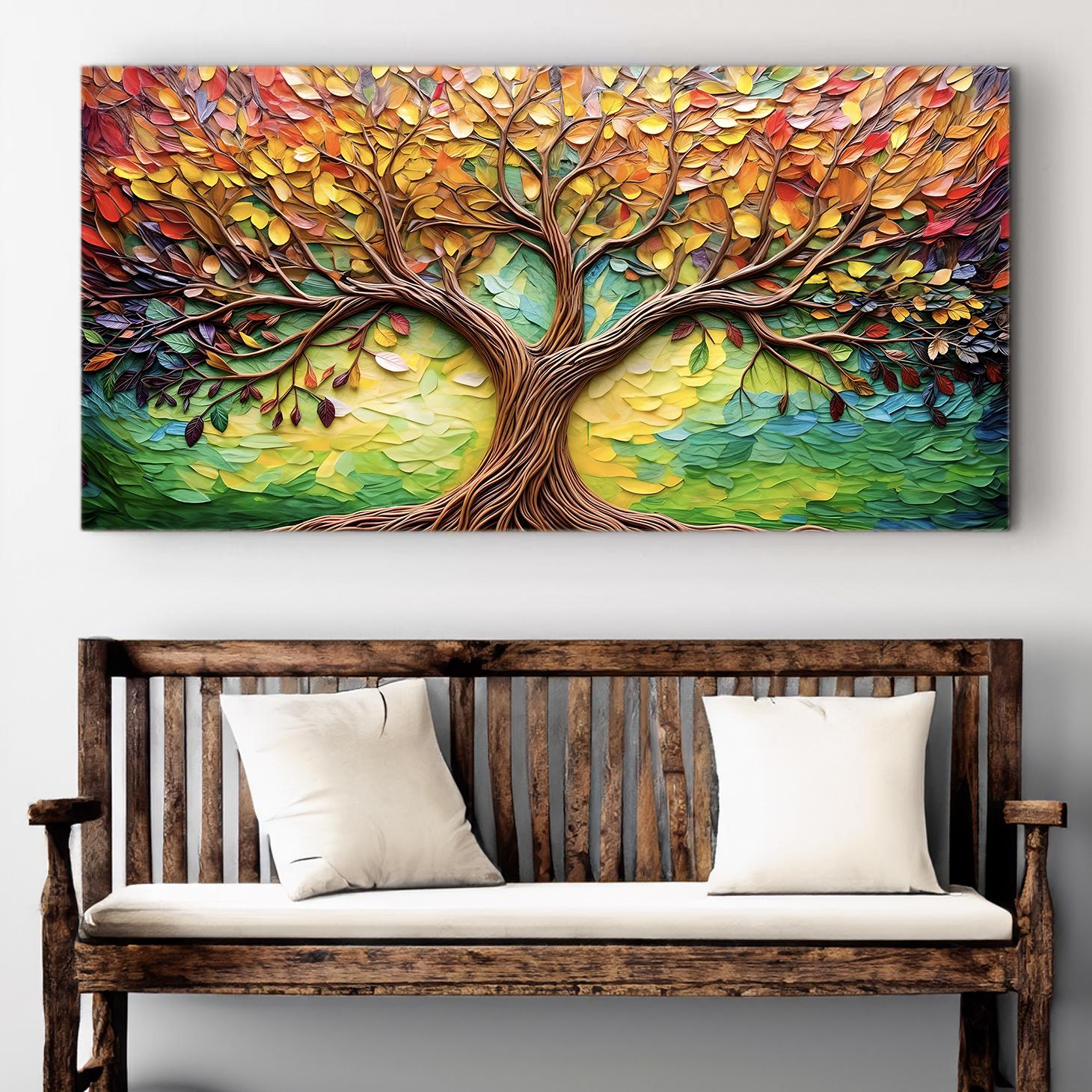 Colorful Tree of Life Canvas Decor | Tree of Life Wall Art | Modern ...