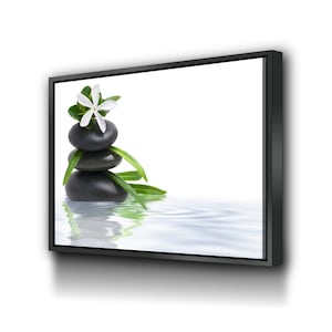 Floral Zen Stones In Water Bathroom Wall Art | Bathroom Wall Decor | Bathroom Canvas Art Prints | Canvas Wall Art Framed