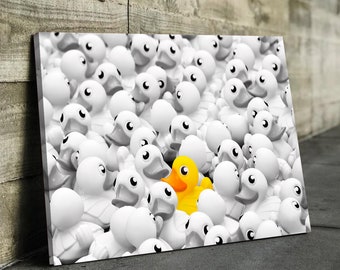 Yellow Rubber Duck Bathroom Canvas Wall Art | Bathroom Wall Decor | Bathroom Canvas Art Prints | Bathroom Canvas Wall Art