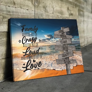 Personalized Mother&#39;s Day Multi-Name Ocean Sunset Canvas Wall Art Personalized Canvas Wall Art Family Name Canvas Sign Personalized Gift
