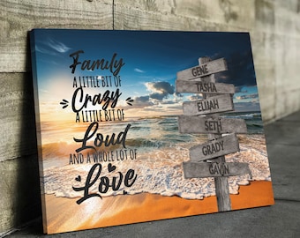 Personalized Mother's Day Multi-Name Ocean Sunset Canvas Wall Art Personalized Canvas Wall Art Family Name Canvas Sign Personalized Gift