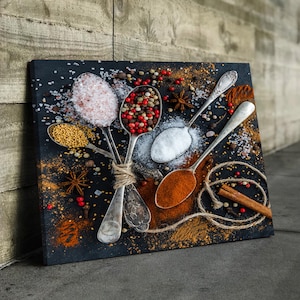 Spices and Life Herbs Spices Kitchen Canvas Wall Art | Kitchen Canvas Wall Art | Kitchen Prints | Kitchen Artwork | Herbs Spices