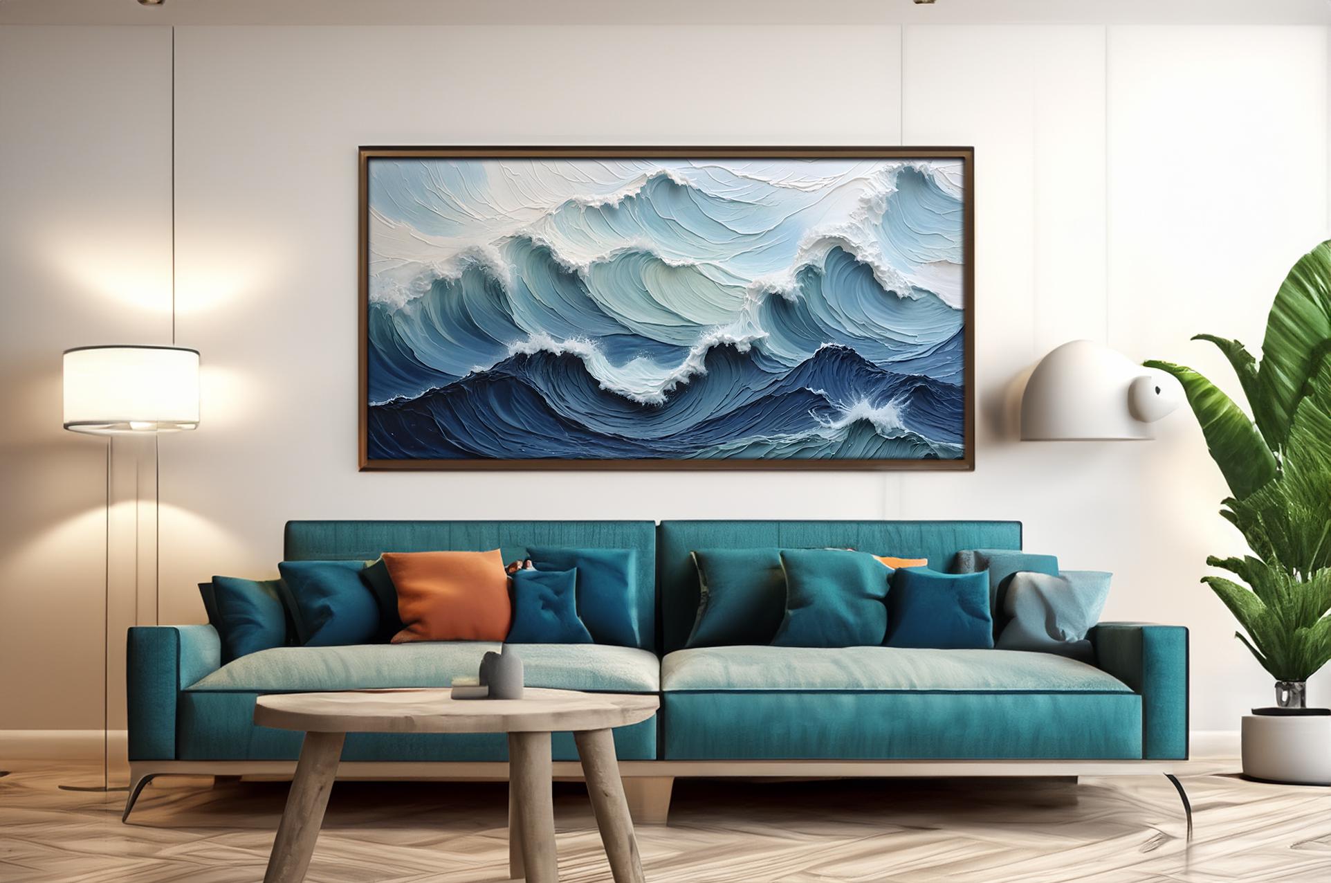 Blue Ocean Coastal Canvas Wall Art | Ocean Wave Canvas | Coastal Decor ...