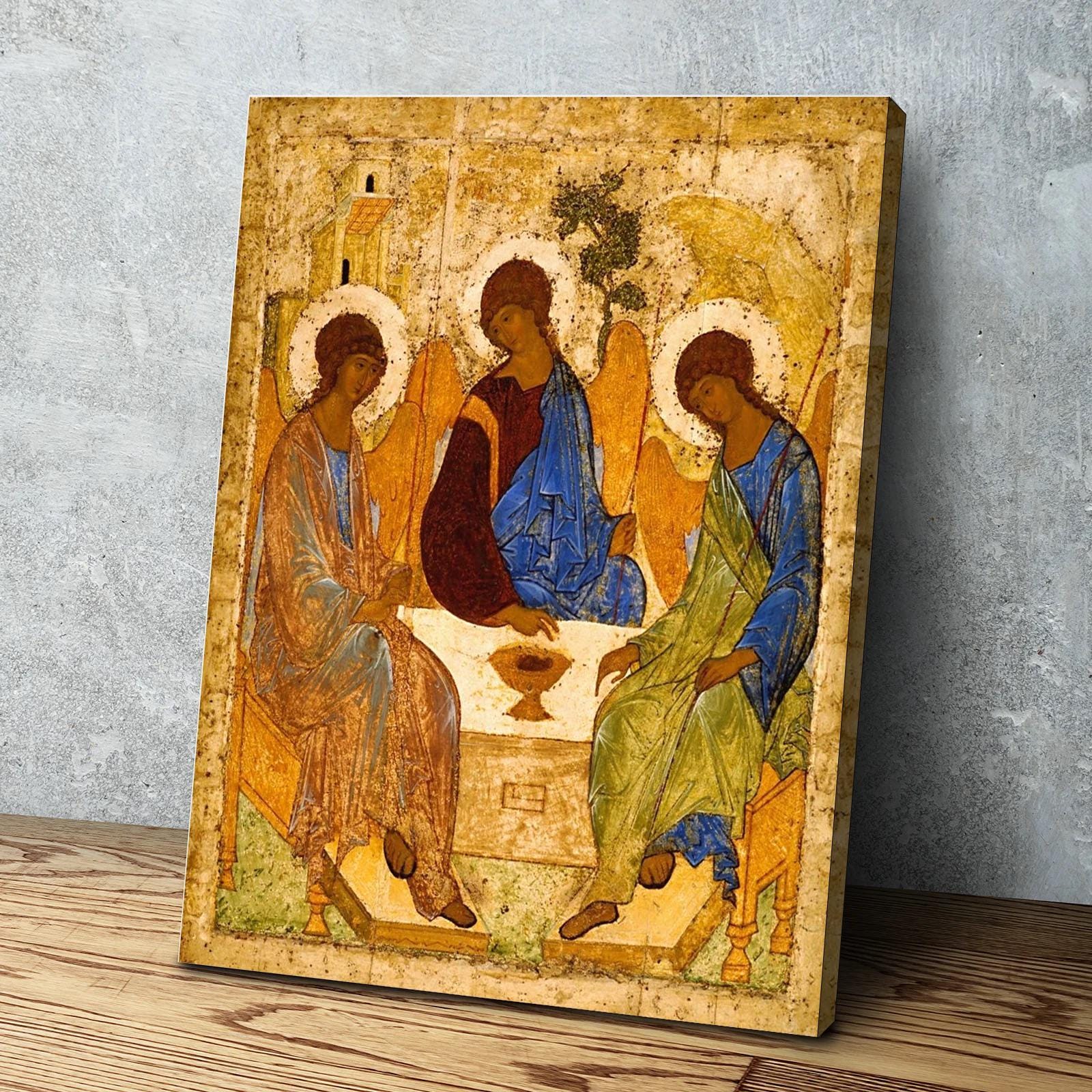 The Holy Trinity By Andrei Rublev Canvas Wall Art Portrait Print | Christian Church Gift | Religious Modern Wall Decor, Religious Canvas