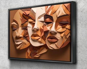 African American Wall Art | African Canvas Art | Canvas Wall Art | Black History Month Women Faces Canvas Art Aesthetic Decor