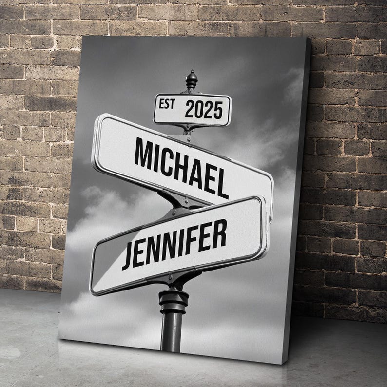 Personalized Canvas Street Sign for Couples,, Custom Street Sign Names
