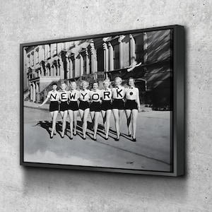 Chorus Line NYC 1940s Vintage Photo Canvas Broadway Performers Spelling NEW YORK on a New York Street Retro 1940s Fashion Classic Dance