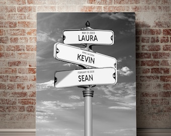 Personalized Street Sign Family Multi-Name Custom Canvas Wall Art Personalized Family Wall Art Family Name Canvas Sign Personalized Gift