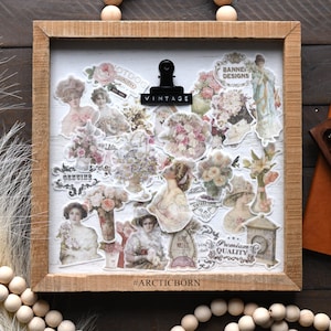 Vintage washi stickers in muted color, journal and scrapbook stickers, coquette aesthetic stickers, 0005
