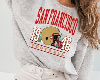 San Francisco Football, girocollo da calcio San Francisco Niners stile vintage, calcio SF, felpa girocollo unisex regalo di calcio