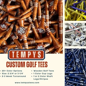 1000 Custom Bamboo Golf Tees: Personalized Cup & Shaft Logo