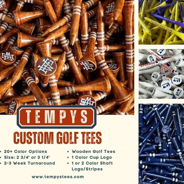 1,000 Custom Golf Tees | Premium Quality Bamboo Wood Golf Tees | Eco Friendly