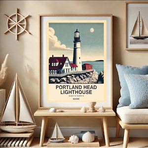 Portland Head Lighthouse - Vintage-Inspired Maine Coastal Wall Art Printable