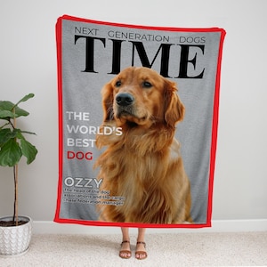 Portada de revista personalizada Manta para mascotas con nombre de foto de mascota Manta para perro personalizada Mantas para perros personalizadas Manta con imagen de gato Manta con foto de mascota