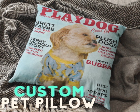 Magazine Cover Custom Pet Pillow, Dog Pillow, Cat Pillow, Pet Cushion, Gift for Dog Lover Pet Owner, Dog Memorial Gift, Pet Portrait Pillow