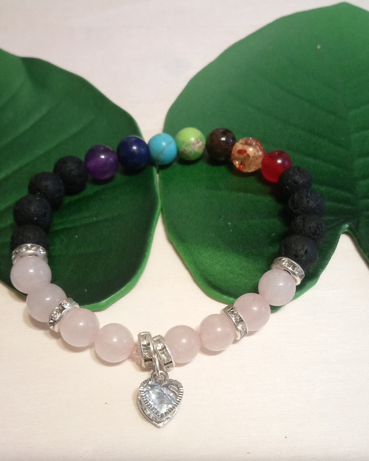 Rose Quartz Chakra Bracelet 17cm Etsy