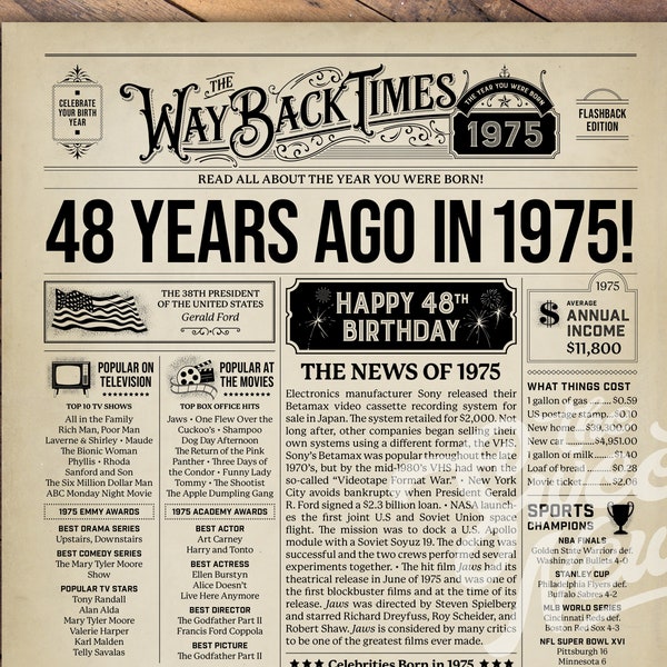 Birthday Newspaper Etsy