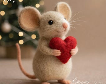 Handmade Needle Felted Mouse, Cute Wool Animal Figurine, Collectible Felt Art