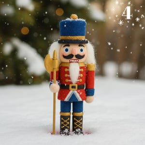 Needle Felt Nutcracker – Wool Felt Christmas Tree Ornament, Handmade Soldier Figurine, Festive Holiday Decoration And Gift For Home