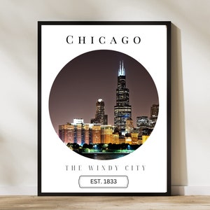 Chicago Digital Print, Chicago Poster, Chicago Wall Art, Chicago Art, Chicago Travel, Chicago Photo, Chicago Photography