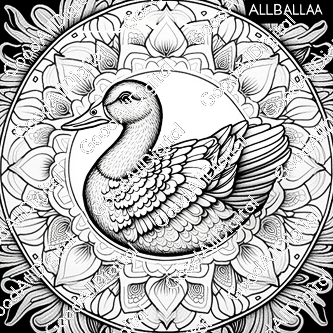 Mandala Duck Coloring Pages 68 Printable Coloring Book - Etsy