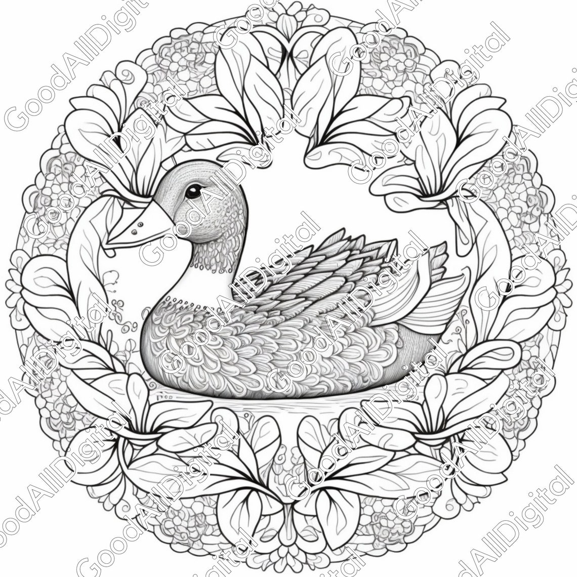 Mandala Duck Coloring Pages 68 Printable Coloring Book - Etsy