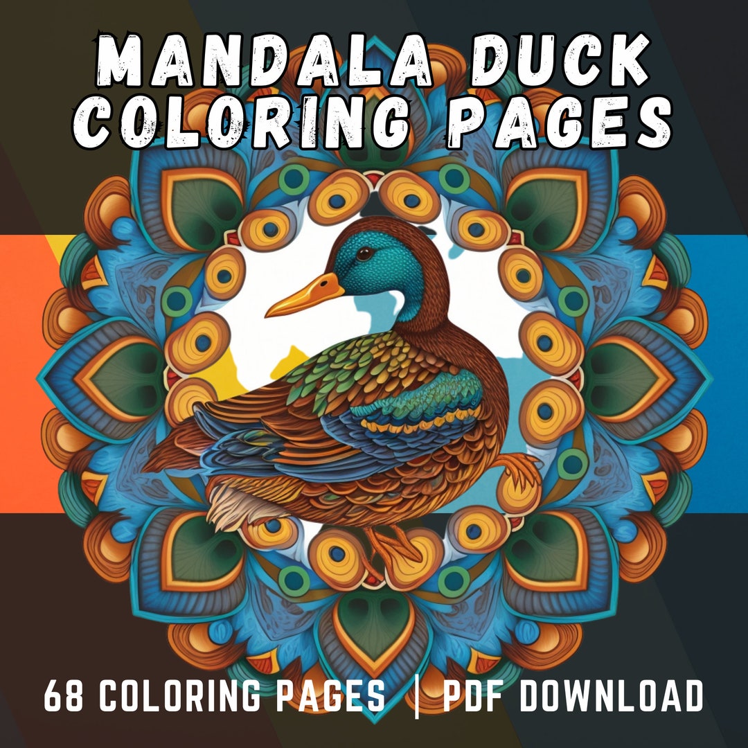Mandala Duck Coloring Pages 68 Printable Coloring Book Etsy