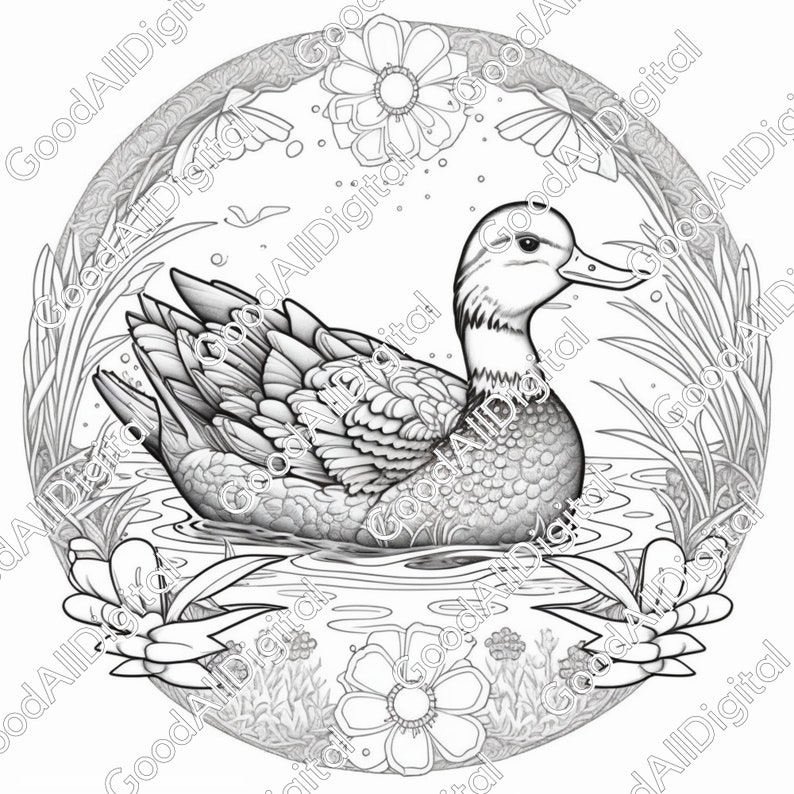 Mandala Duck Coloring Pages 68 Printable Coloring Book - Etsy