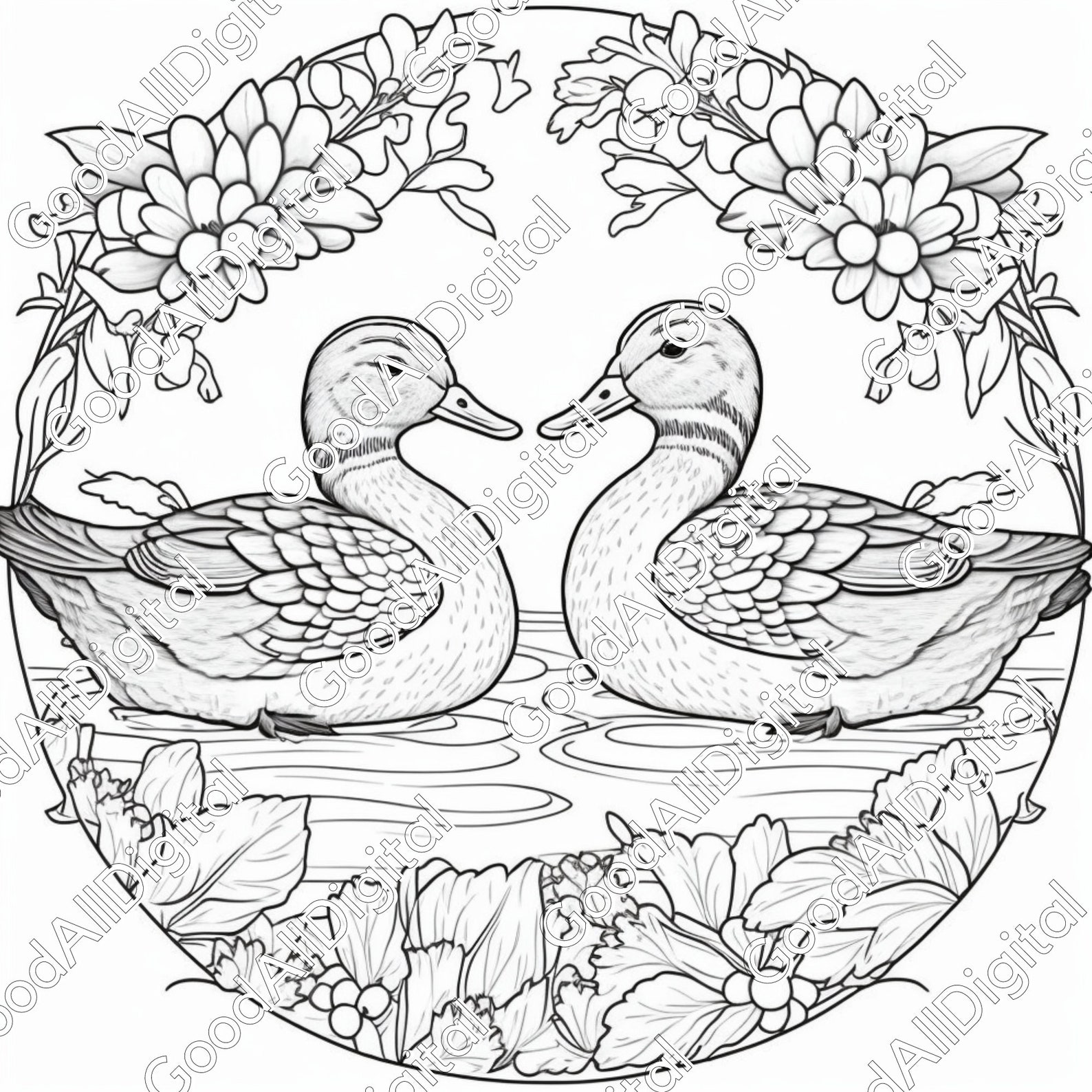 Mandala Duck Coloring Pages 68 Printable Coloring Book - Etsy