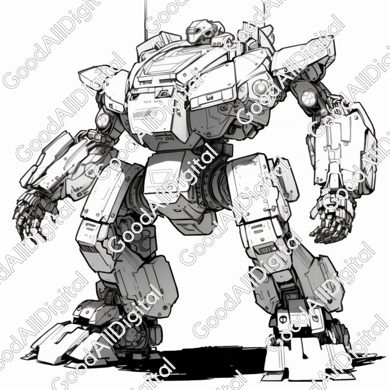 Battle Mech Coloring Pages 60 Printable Coloring Book - Etsy
