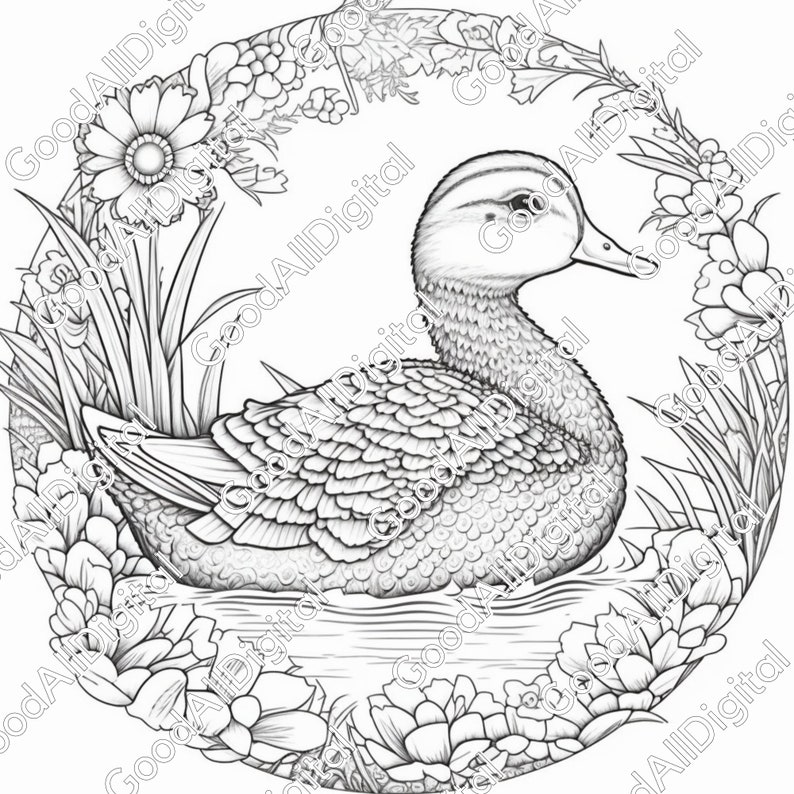 Mandala Duck Coloring Pages 68 Printable Coloring Book - Etsy