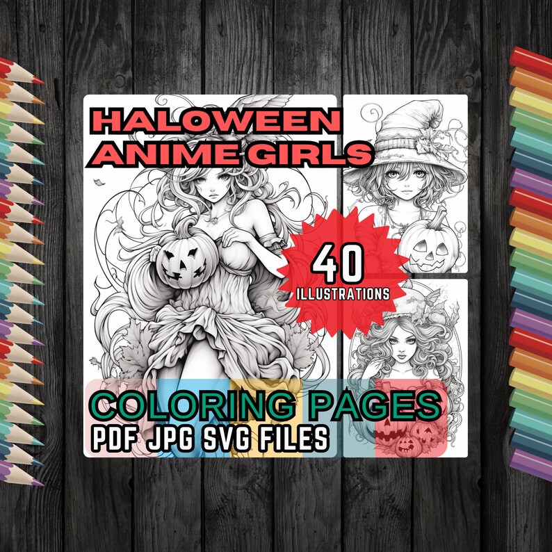 Halloween Anime Girl Coloring Book Page Manga Woman Etsy