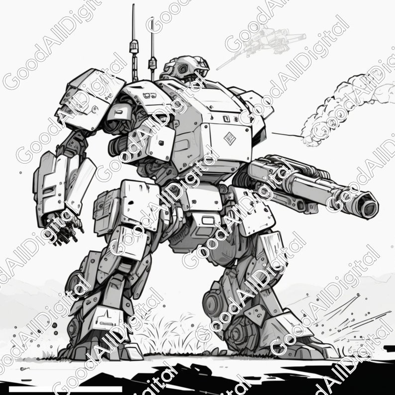 Battle Mech Coloring Pages 60 Printable Coloring Book - Etsy