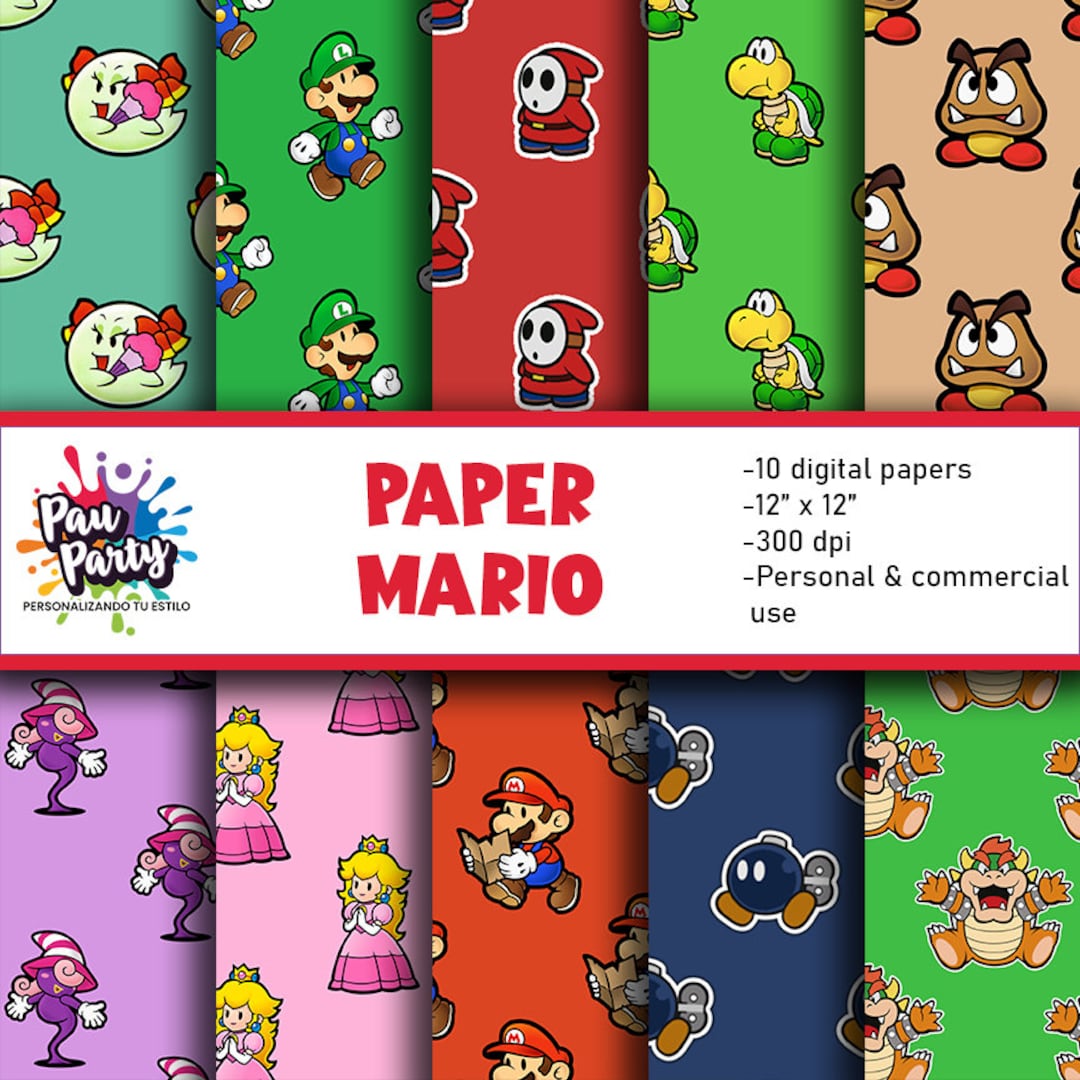 Paper Mario Digital Papers Etsy