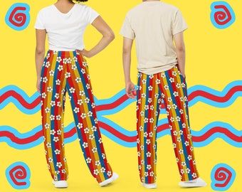 【SATIIIZ】Clown Patch Cotton Wide Work Pants Cotton Clown Pants - Etsy